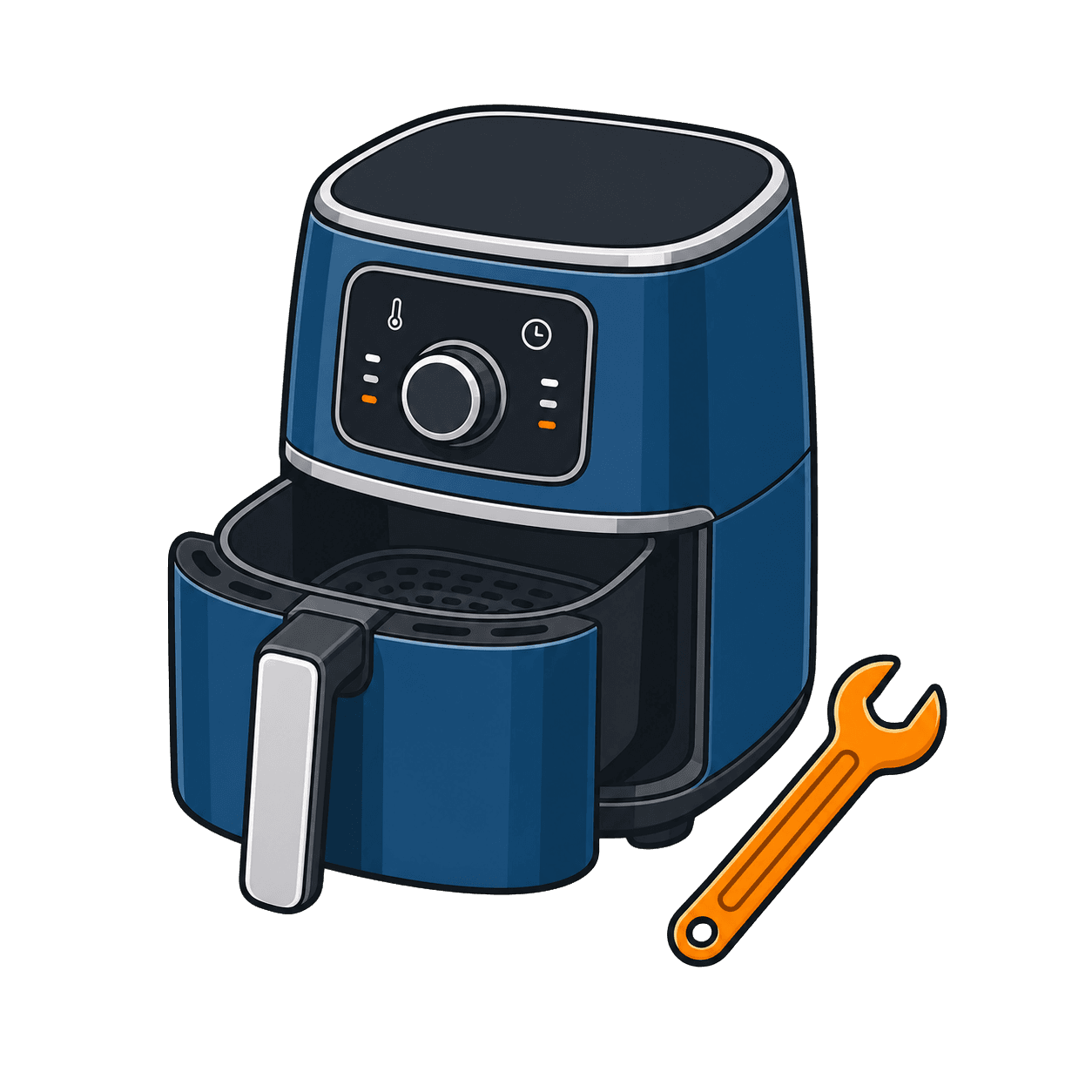 Air fryer com ferramenta de manutenção
