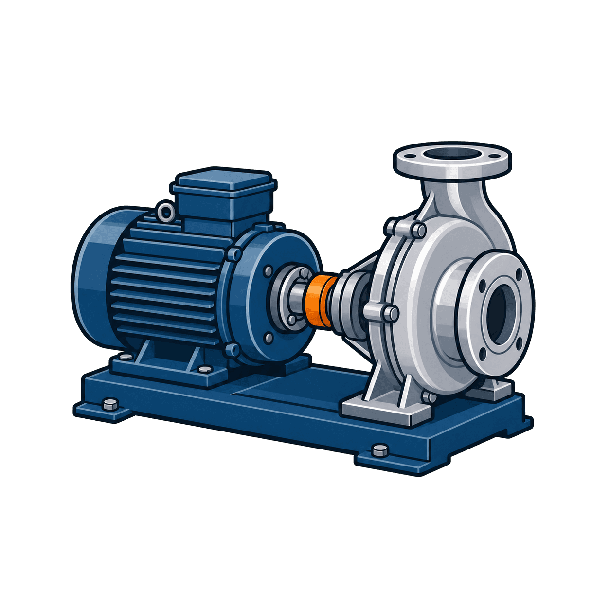 Motor industrial acoplado a uma bomba
